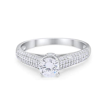 Vintage Style Engagement Ring Simulated CZ 925 Sterling Silver